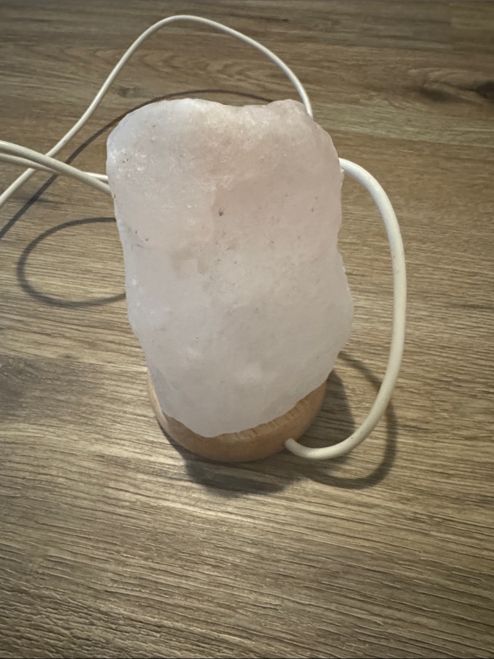 Pink Himalayan Salt Lamp on Wood Base